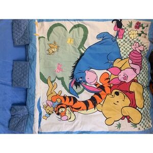 Winnie the Pooh Eeyore Tigger Piglet Baby Quilt Blanket Kids Blue Quilted